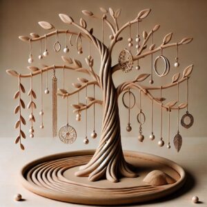 Handcrafted Wooden Jewelry Tree Organizer