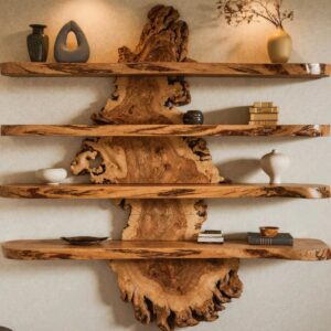 Live Edge Solid Wood Floating Wall Shelves – Natural Slab Statement Display